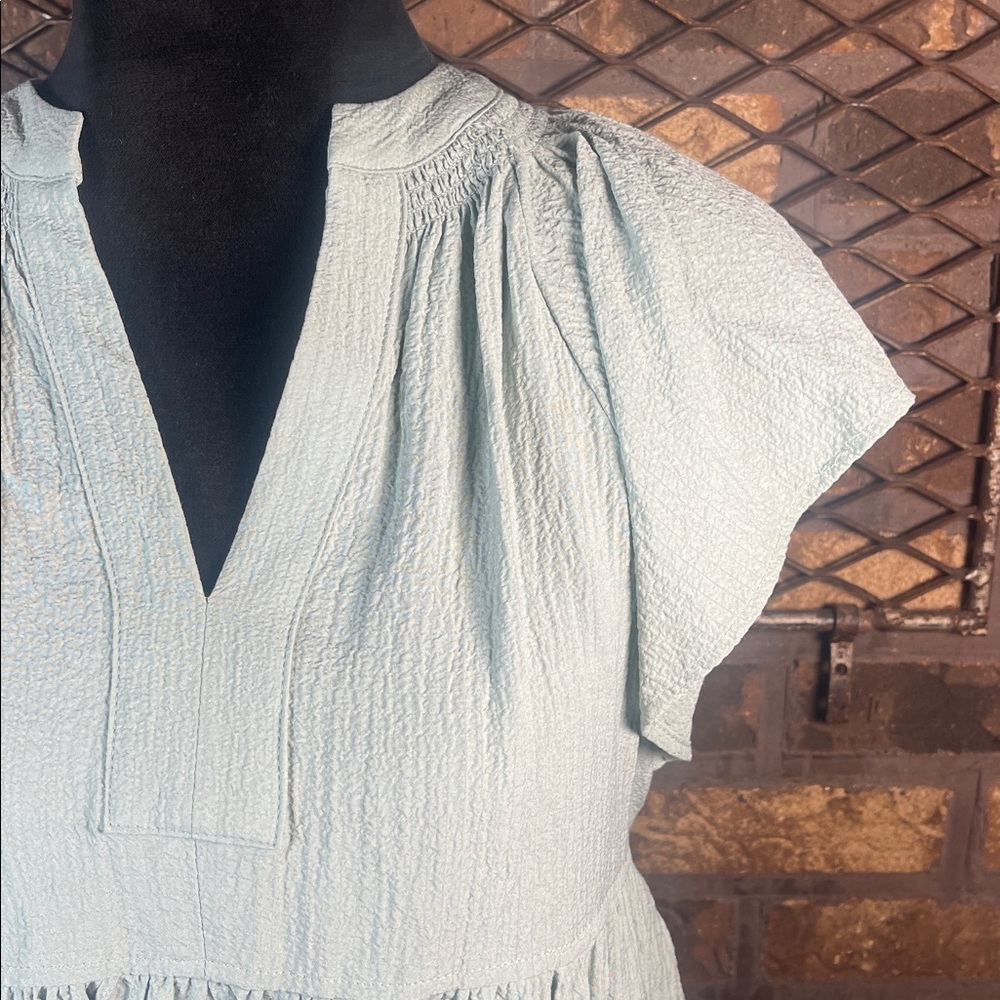 Calvin Klein Light Blue Tiered V-Neck Women's Dress 2 - Picture 2 of 6